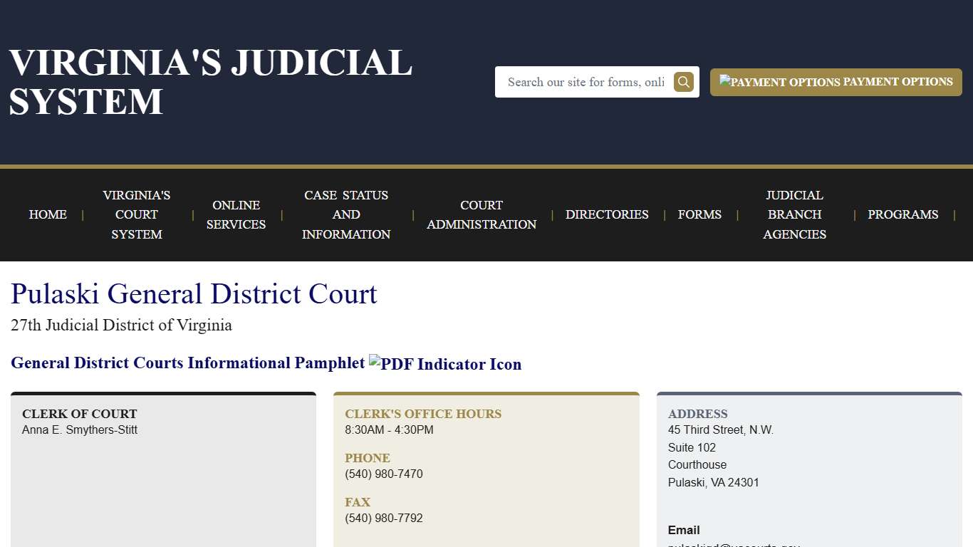 Pulaski General District Court Virginia Court System