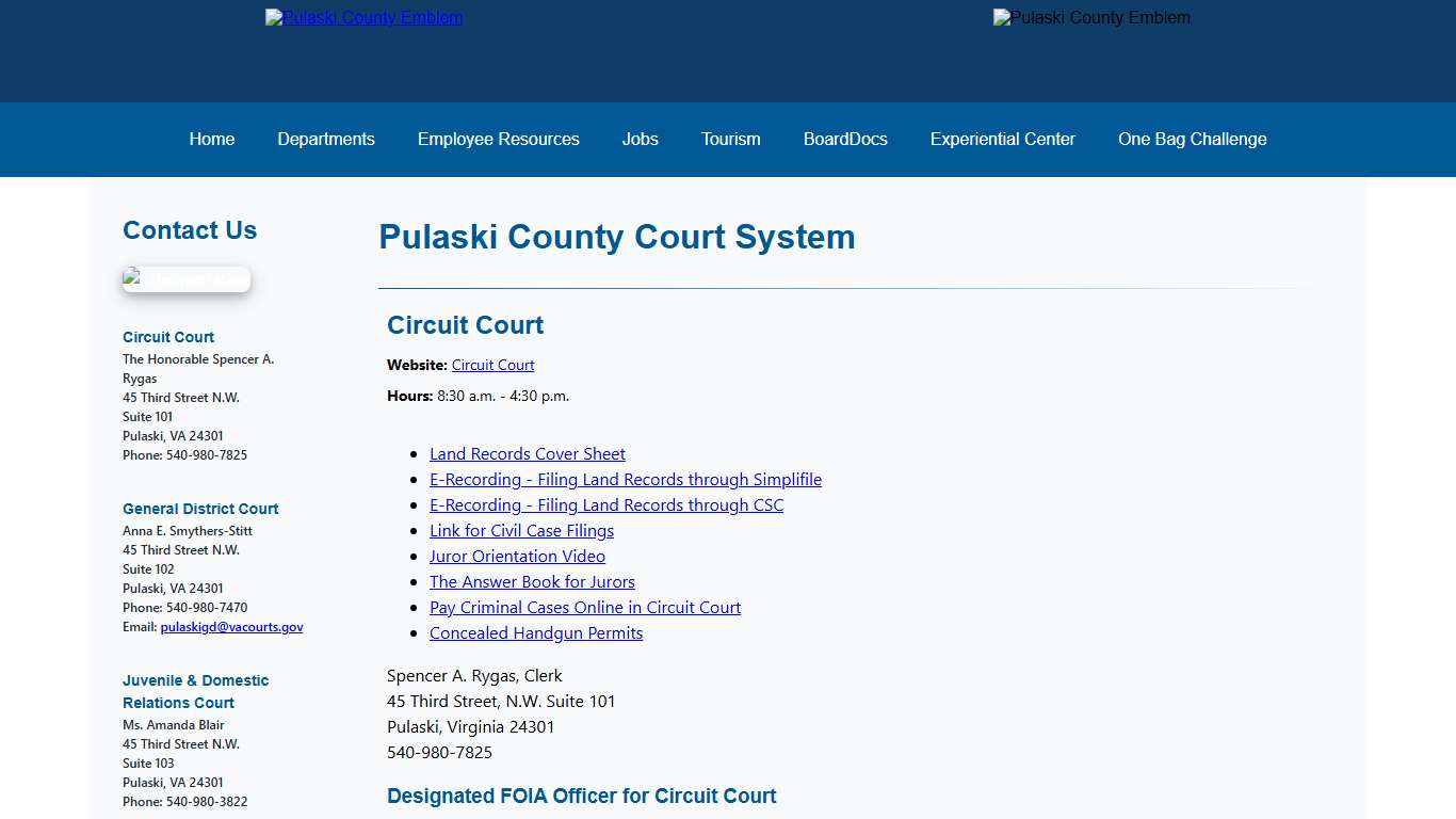 Court System Pulaski County, Virginia